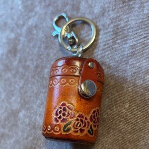 Orange Floral Leather Holder